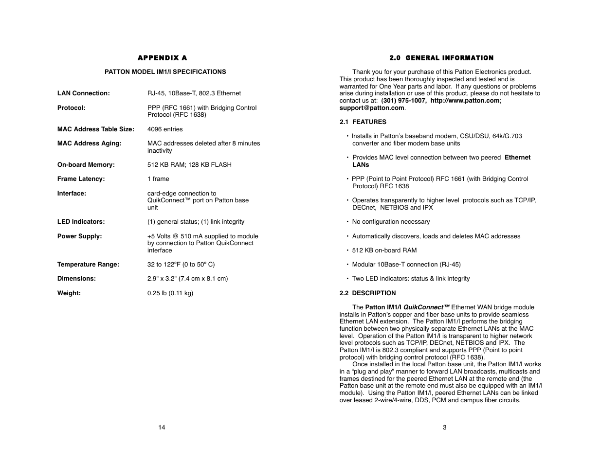 Patton electronic IM1/I User Manual | Page 4 / 20