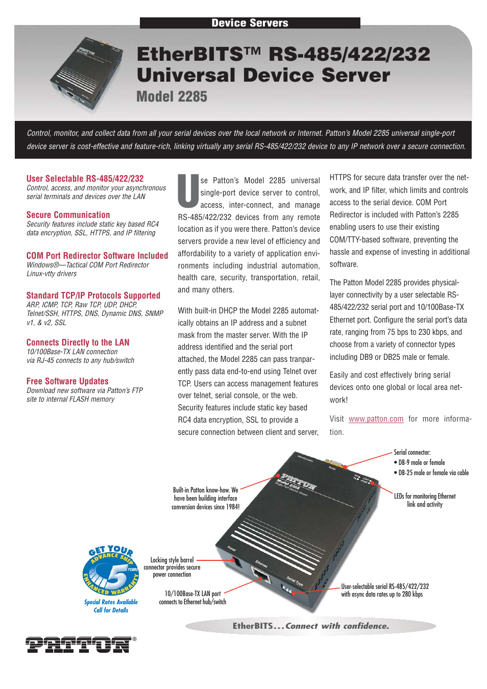 Patton electronic EtherBITS 2285 User Manual | 2 pages