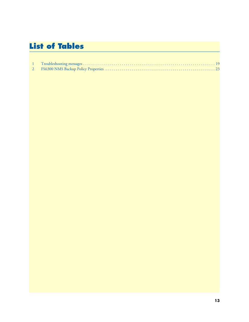List of tables, Li st of tables | Patton electronic FORESIGHT 6300 User Manual | Page 13 / 145
