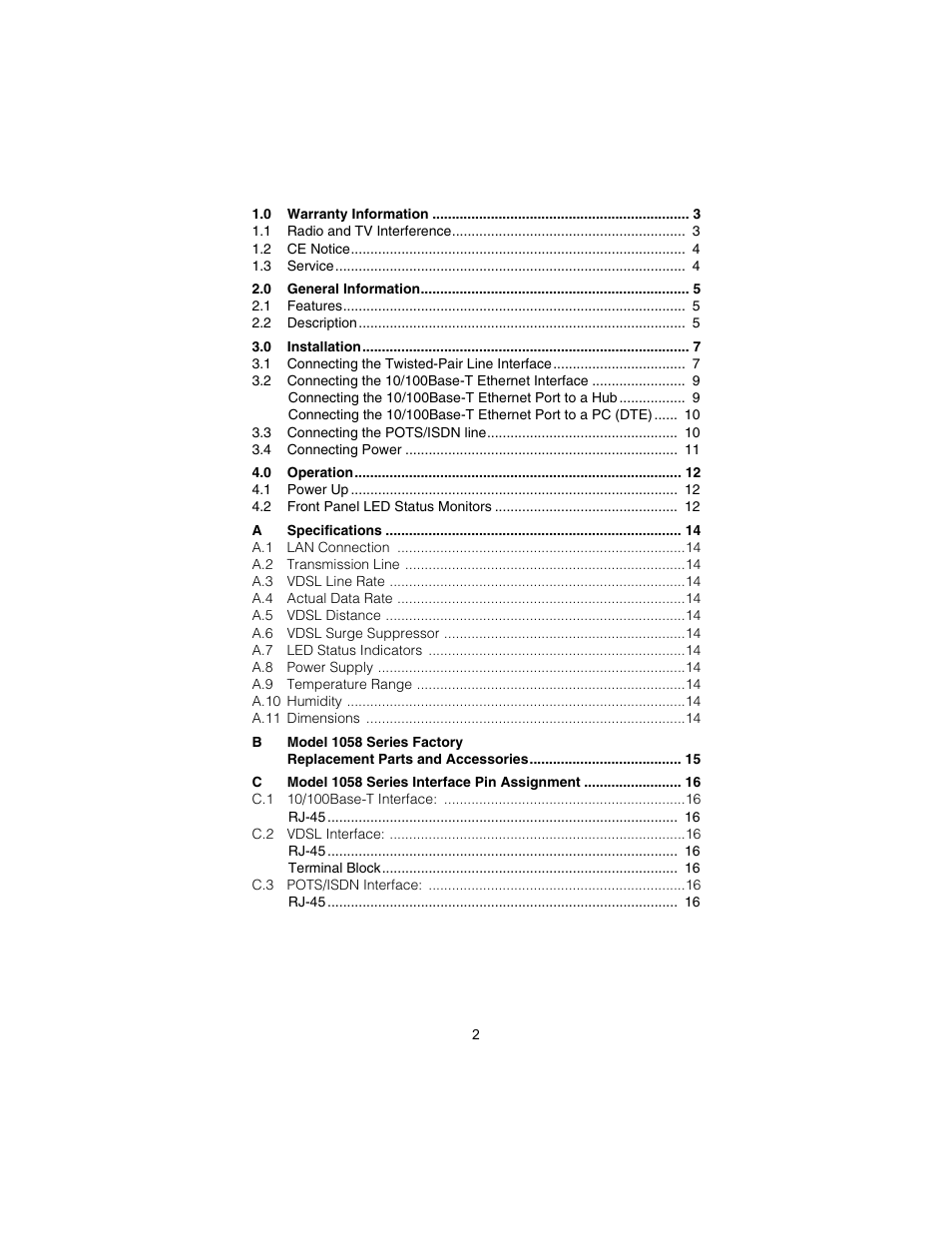 Patton electronic Model 1058 User Manual | Page 2 / 17