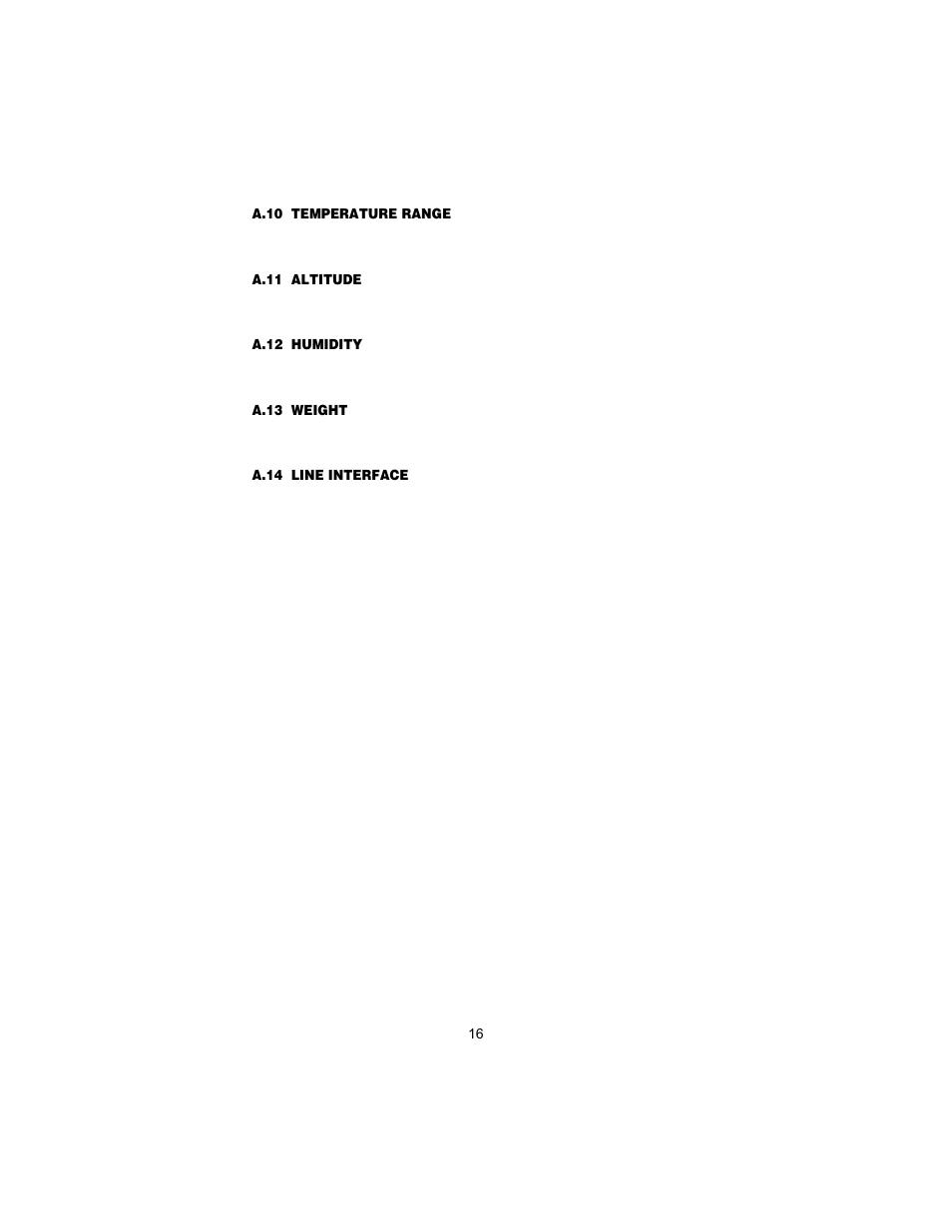 A.10 temperature range, A.11 altitude, A.12 humidity | A.13 weight, A.14 line interface | Patton electronic 1053 User Manual | Page 16 / 20