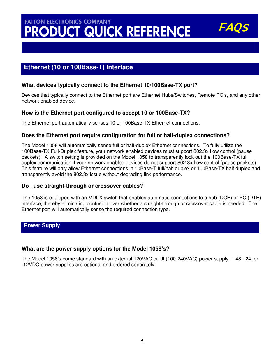 Faqs | Patton electronic FAQs User Manual | Page 4 / 4