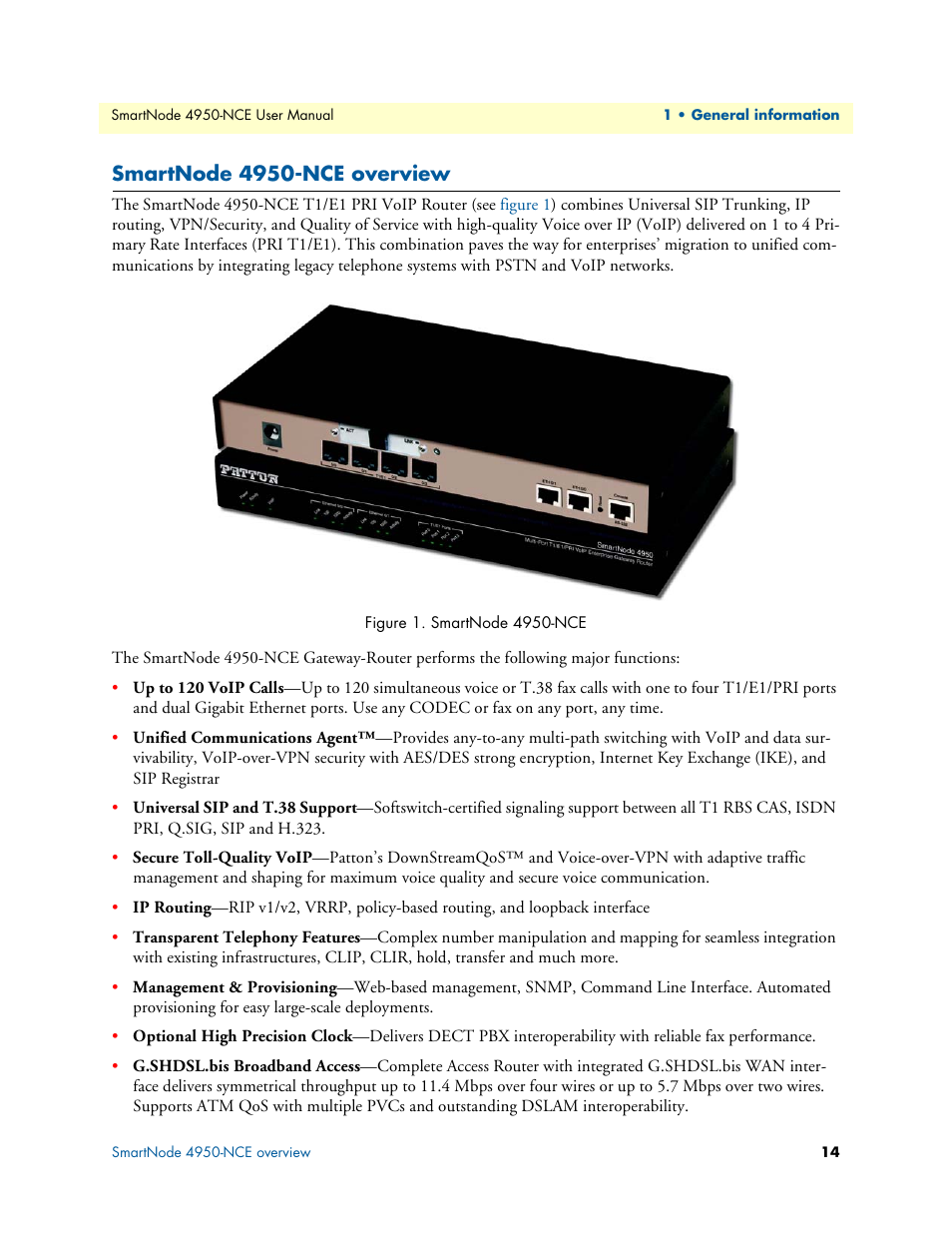 Smartnode 4950-nce overview, Smartnode 4950-nce | Patton electronic SMART NODE 4950-NCE User Manual | Page 14 / 65