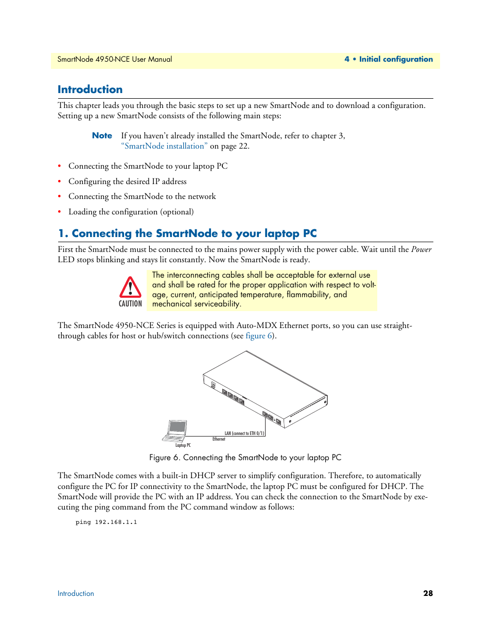 Introduction, Connecting the smartnode to your laptop pc | Patton electronic SMART NODE 4950-NCE User Manual | Page 28 / 65