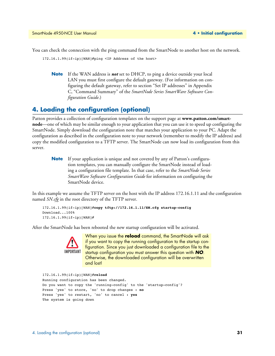 Loading the configuration (optional) | Patton electronic SMART NODE 4950-NCE User Manual | Page 31 / 65