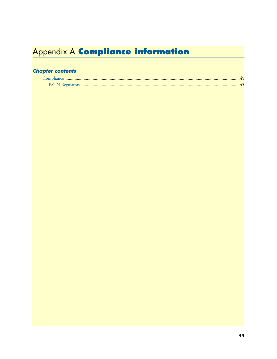 Appendix a compliance information, Compliance information, Appendix a | Patton electronic SMART NODE 4950-NCE User Manual | Page 44 / 65