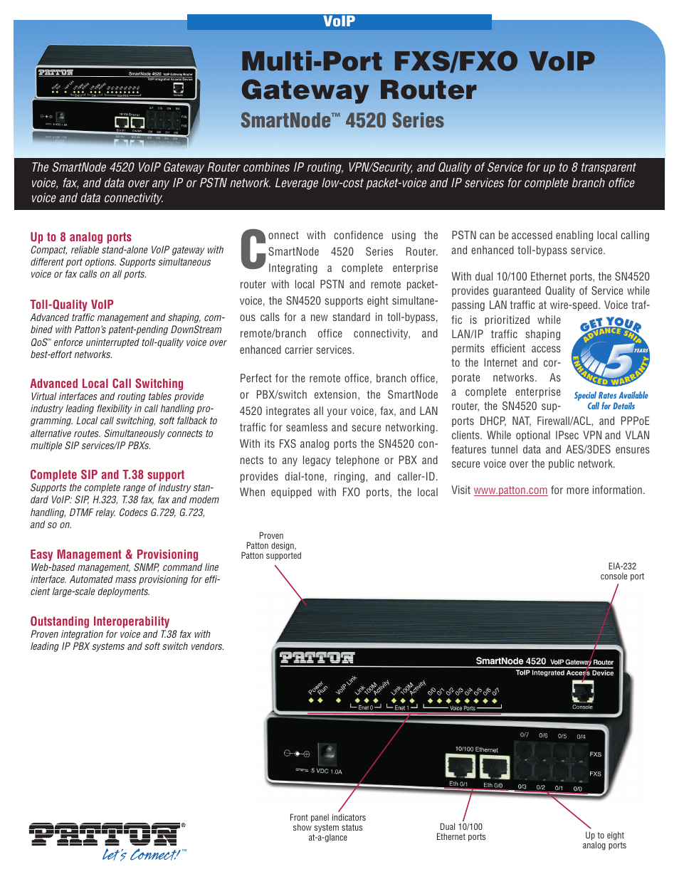 Patton electronic 4520 Series User Manual | 2 pages