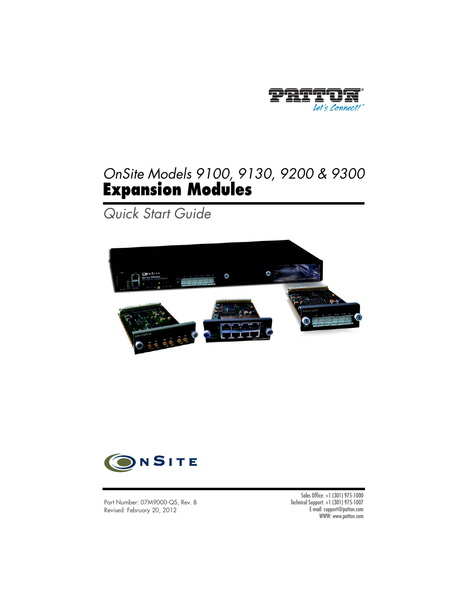 Patton electronic OnSite 9200 User Manual | 8 pages