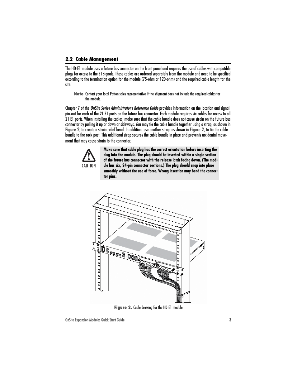 2 cable management | Patton electronic OnSite 9200 User Manual | Page 3 / 8