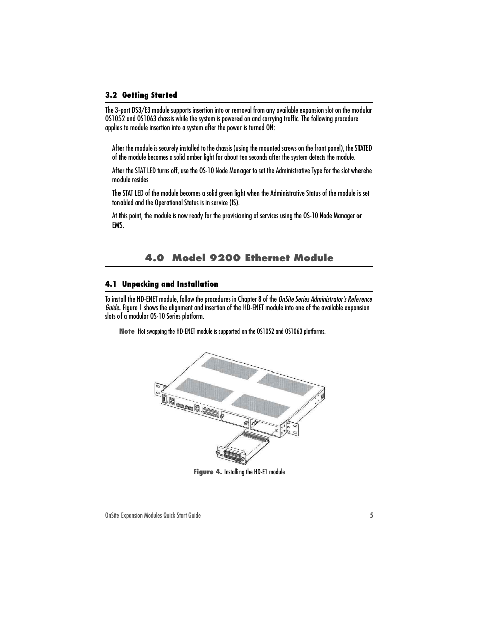 2 getting started, 0 model 9200 ethernet module, 1 unpacking and installation | 0 “model 9200 ethernet module | Patton electronic OnSite 9200 User Manual | Page 5 / 8