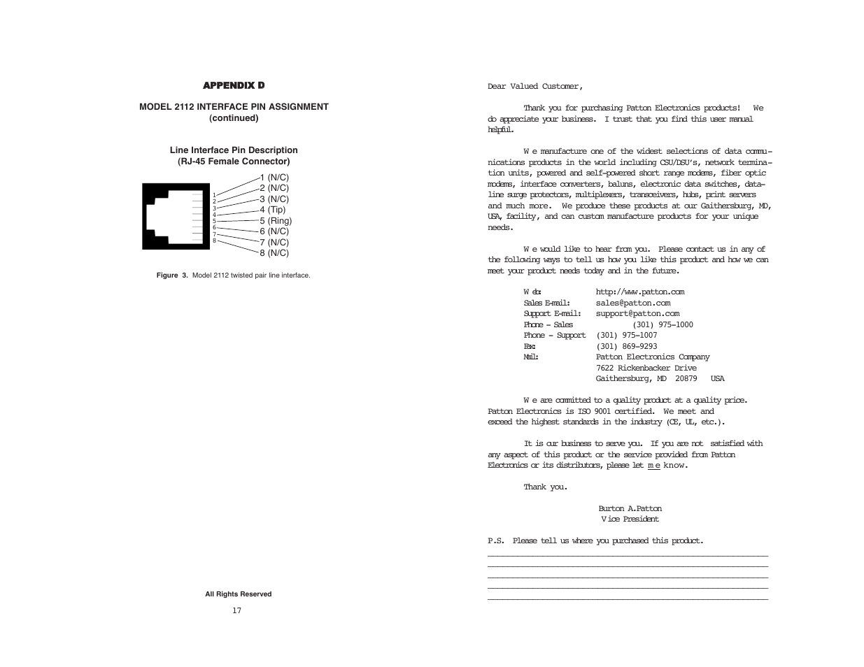 Patton electronic 2112 User Manual | Page 18 / 20