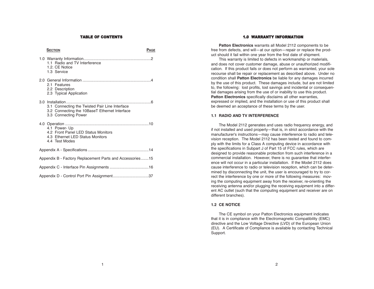 Patton electronic 2112 User Manual | Page 2 / 20