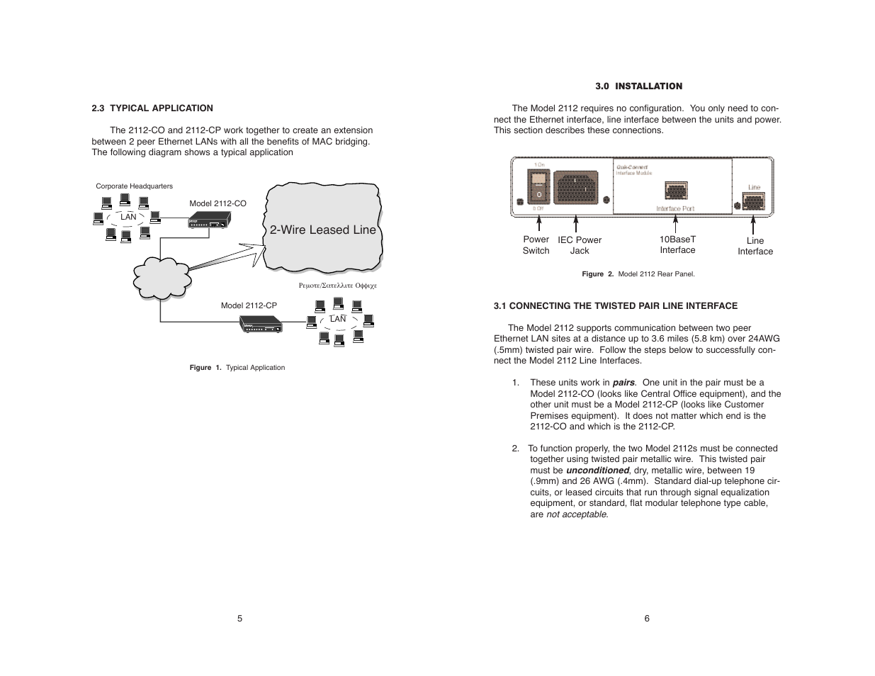 Wire leased line | Patton electronic 2112 User Manual | Page 6 / 20