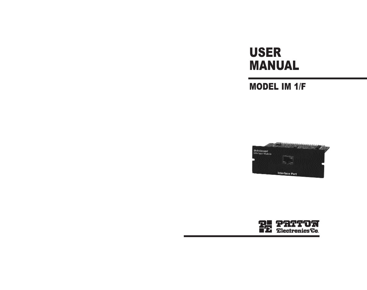 Patton electronic IM 1/F User Manual | 6 pages