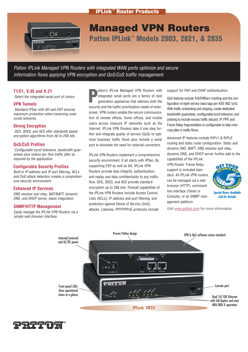 Patton electronic 2835 User Manual | 2 pages