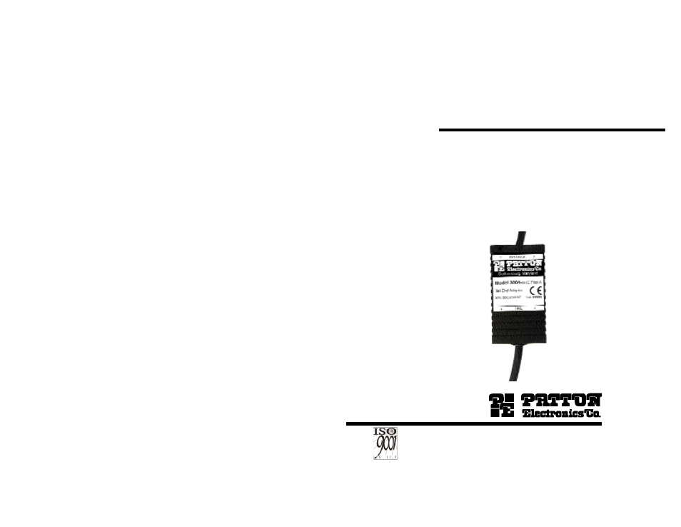 Patton electronic 3004 User Manual | 6 pages