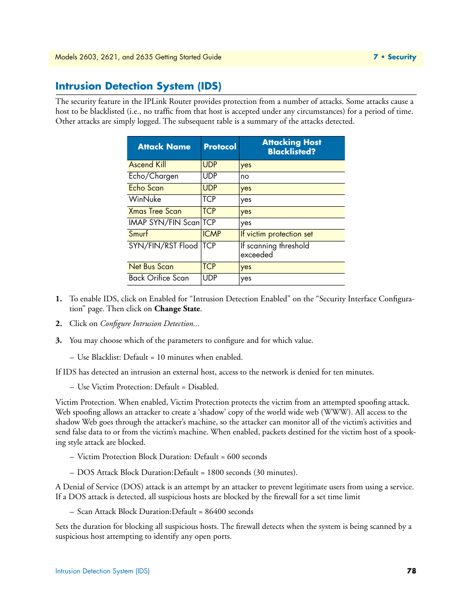 Intrusion detection system (ids) | Patton electronic 2635 User Manual | Page 78 / 133