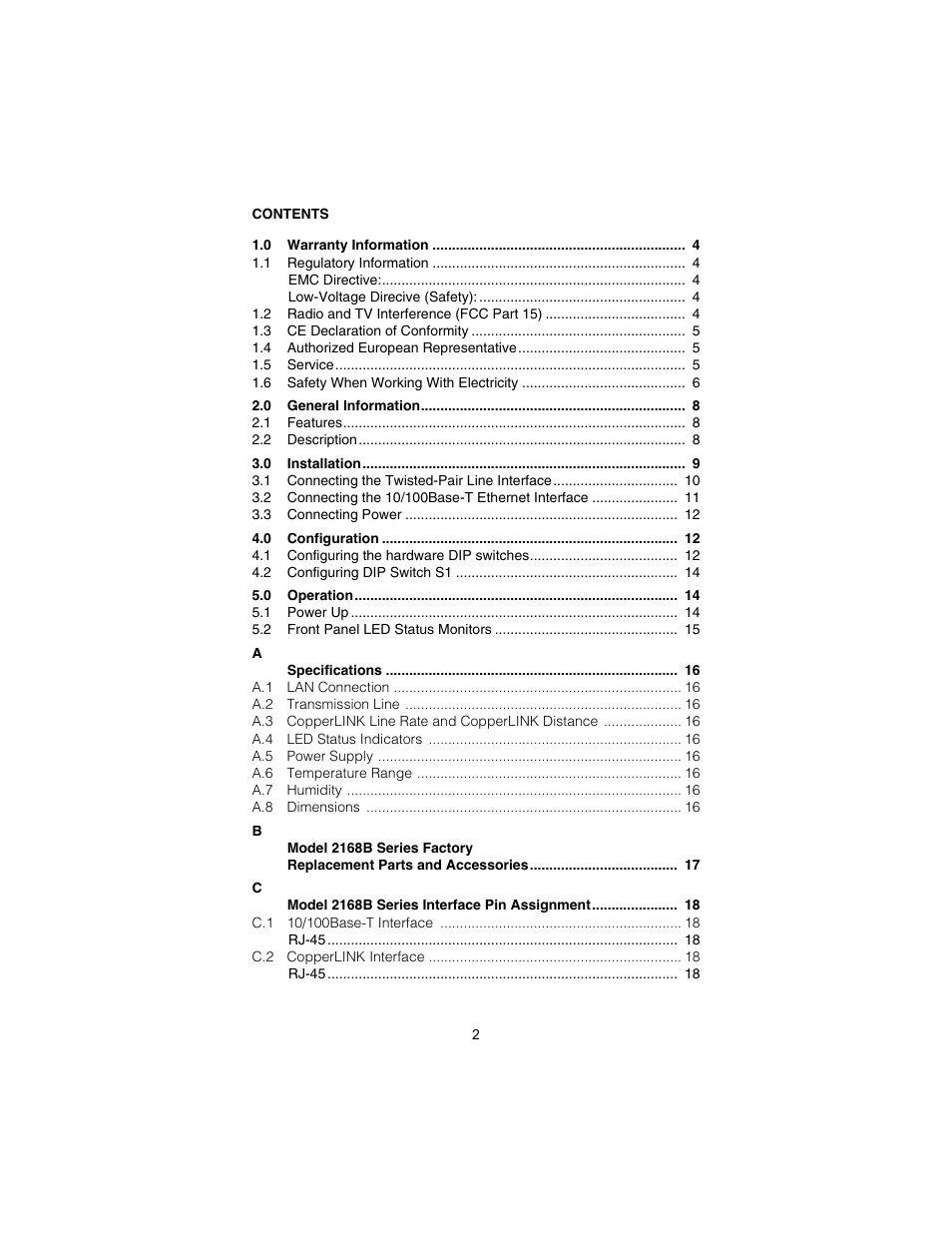 Patton electronic 2168B User Manual | Page 2 / 20