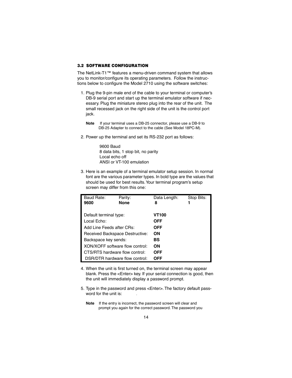 2 software configuration, Software configuration | Patton electronic 2710 User Manual | Page 14 / 44