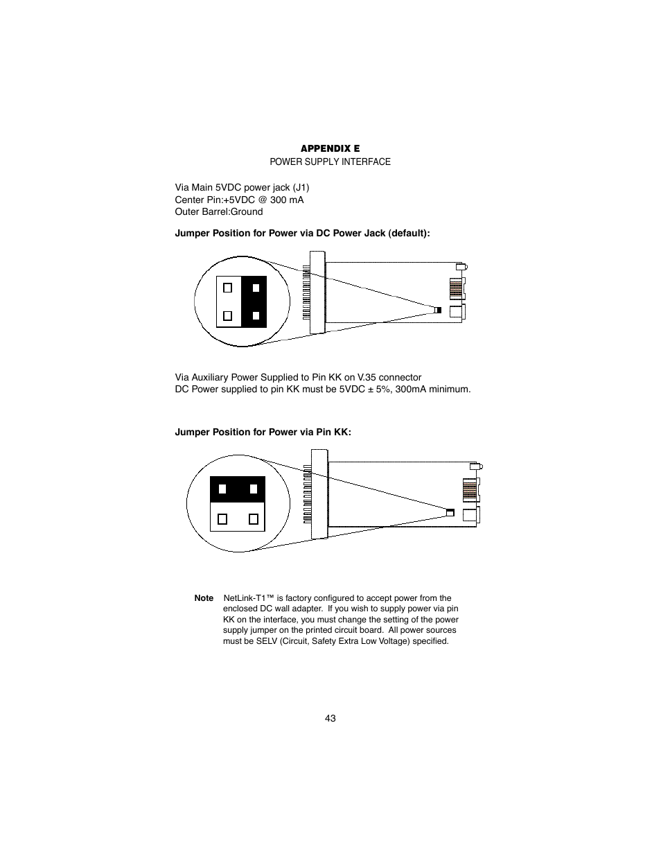 Appendix e power supply interface, Power supply interface | Patton electronic 2710 User Manual | Page 43 / 44