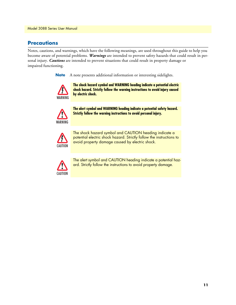 Precautions | Patton electronic 3088 Series User Manual | Page 11 / 82