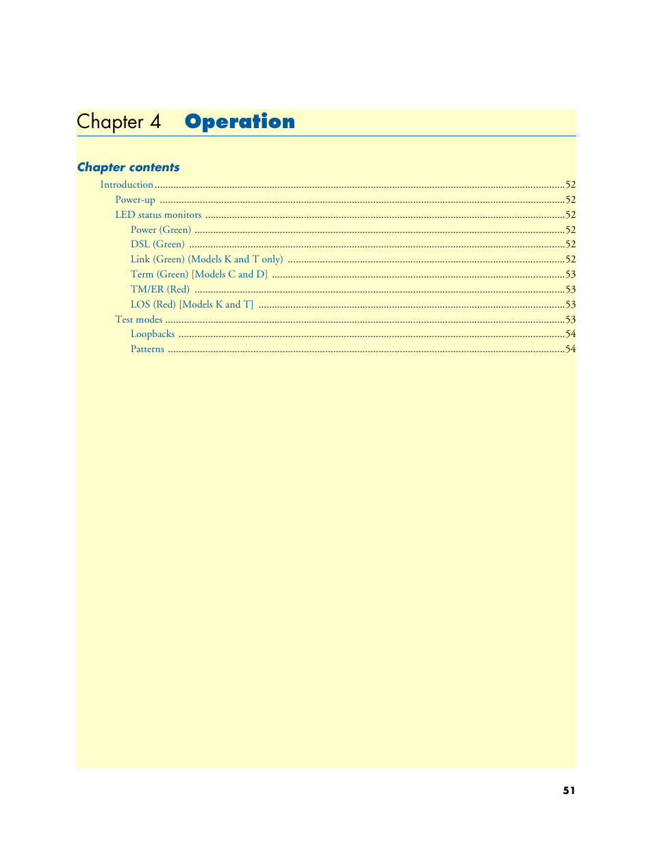 Chapter 4 operation, Operation, Chapter 4 | Patton electronic 3088 Series User Manual | Page 51 / 82