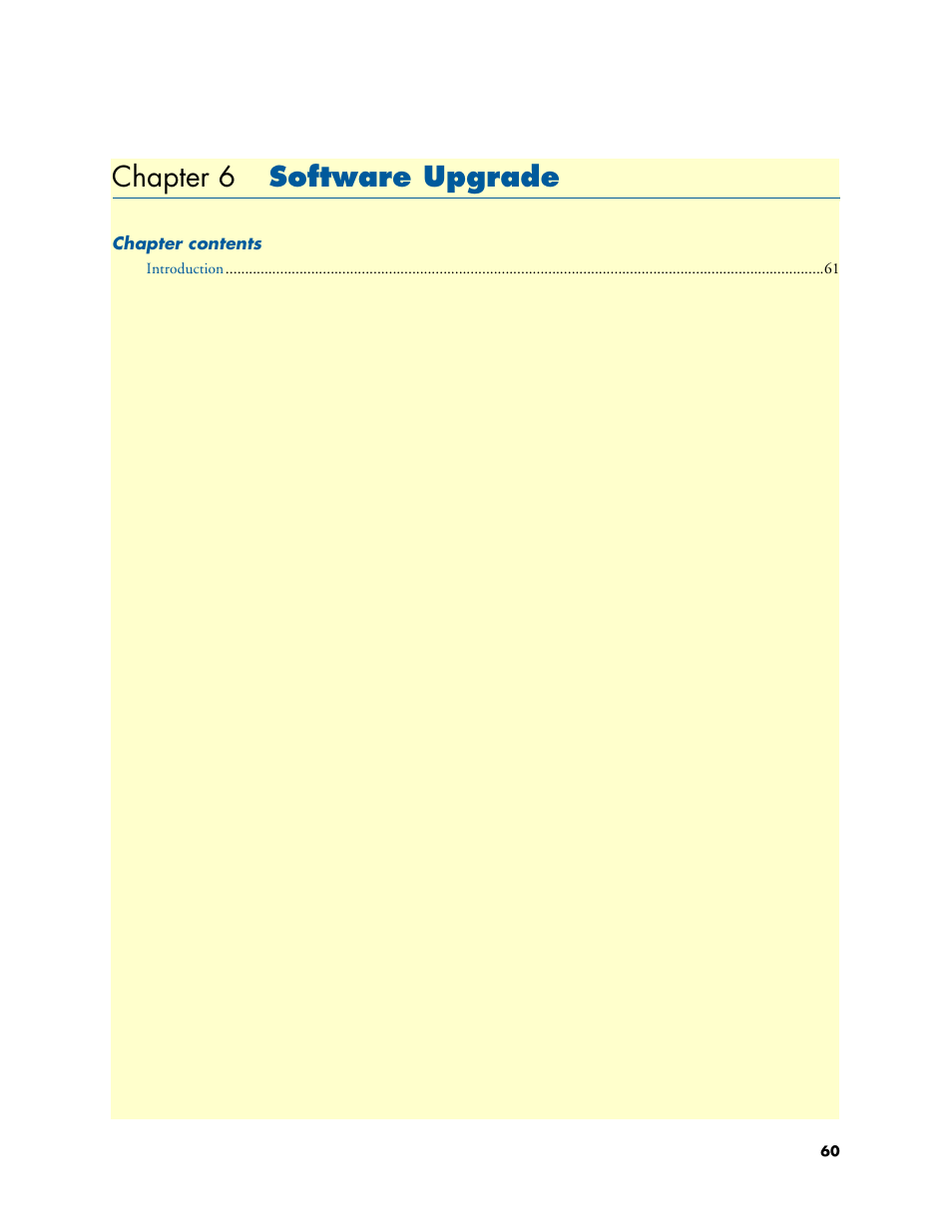 Chapter 6 software upgrade, Software upgrade, Chapter 6 | Patton electronic 3088 Series User Manual | Page 60 / 82