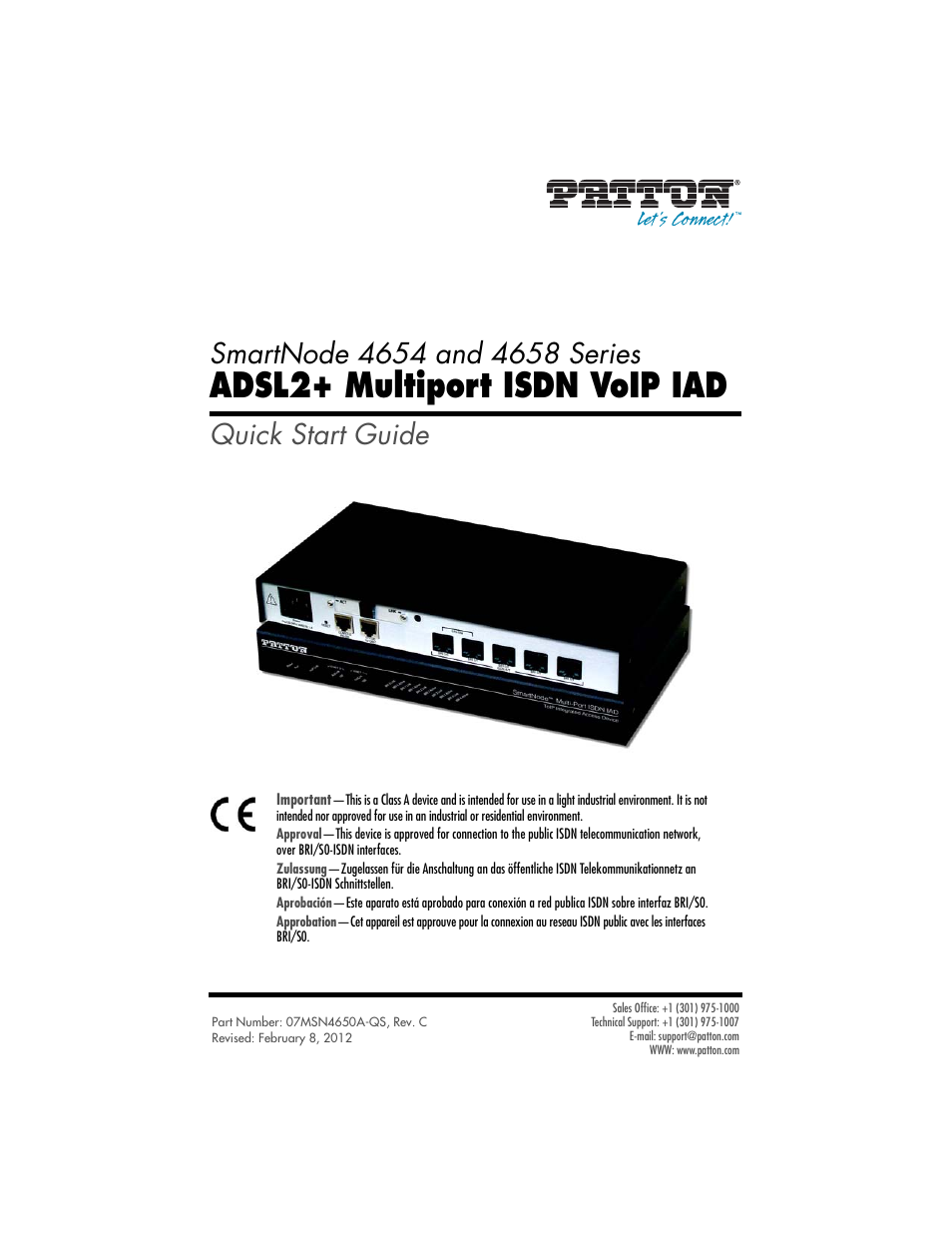 Patton electronic SmartNode 4654 Series User Manual | 12 pages