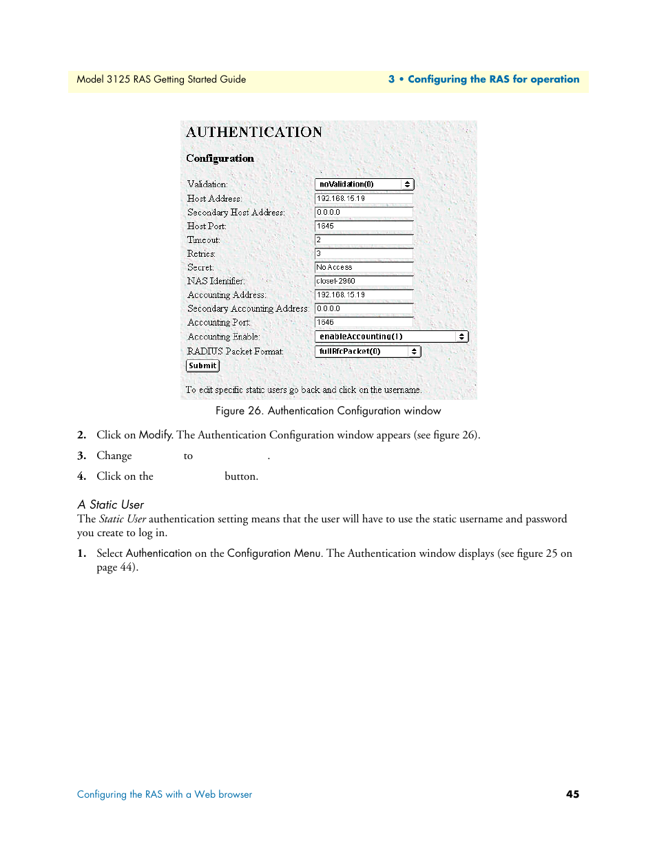 A static user | Patton electronic ForeFront 3125 User Manual | Page 45 / 65