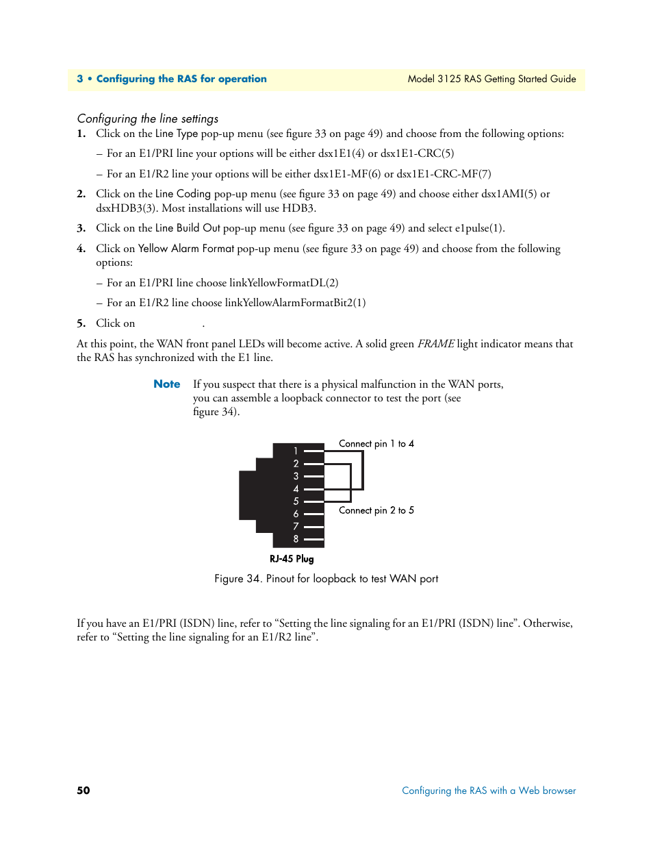 Configuring the line settings | Patton electronic ForeFront 3125 User Manual | Page 50 / 65