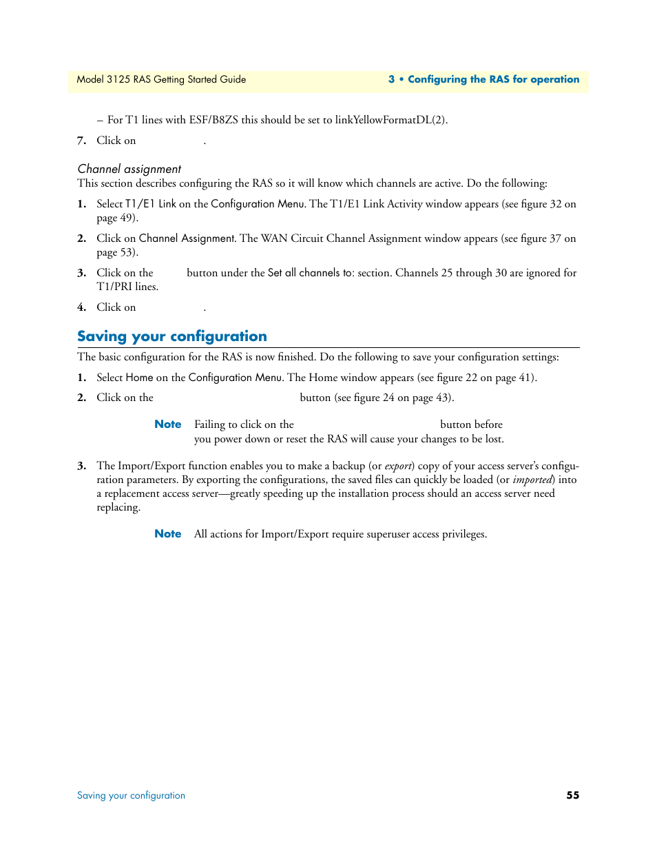Channel assignment, Saving your configuration | Patton electronic ForeFront 3125 User Manual | Page 55 / 65