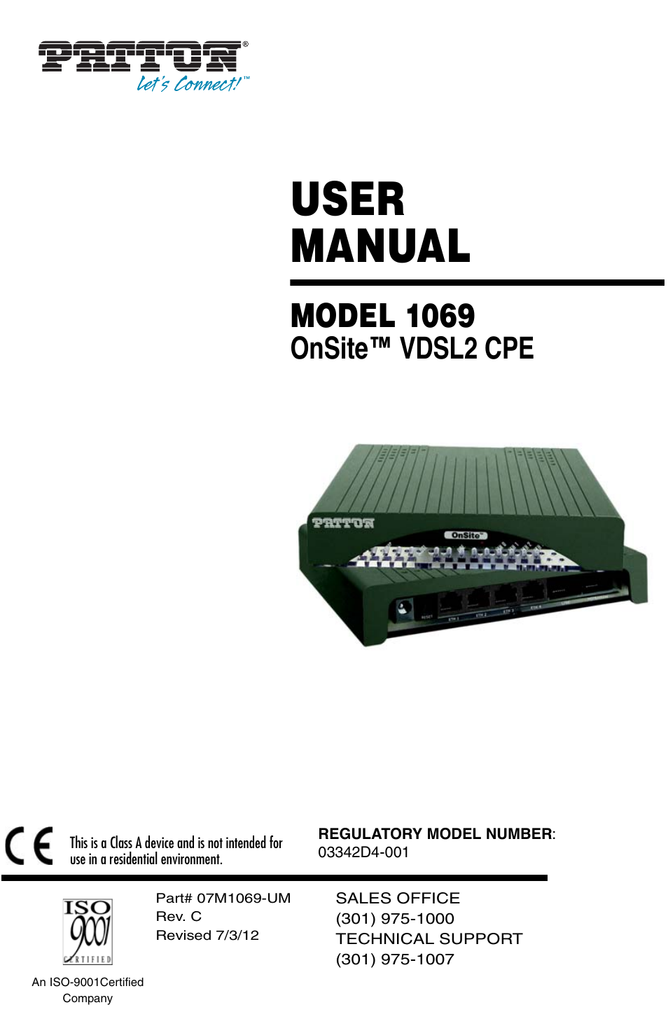 Patton electronic 1069 User Manual | 20 pages