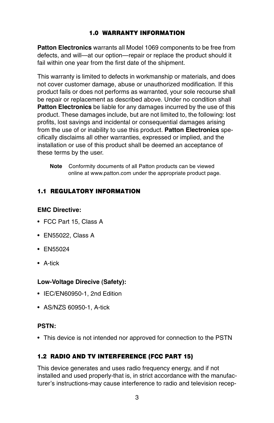 Patton electronic 1069 User Manual | Page 3 / 20