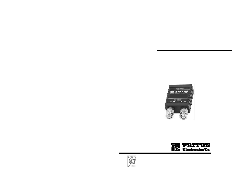 Patton electronic 470 Series User Manual | 2 pages