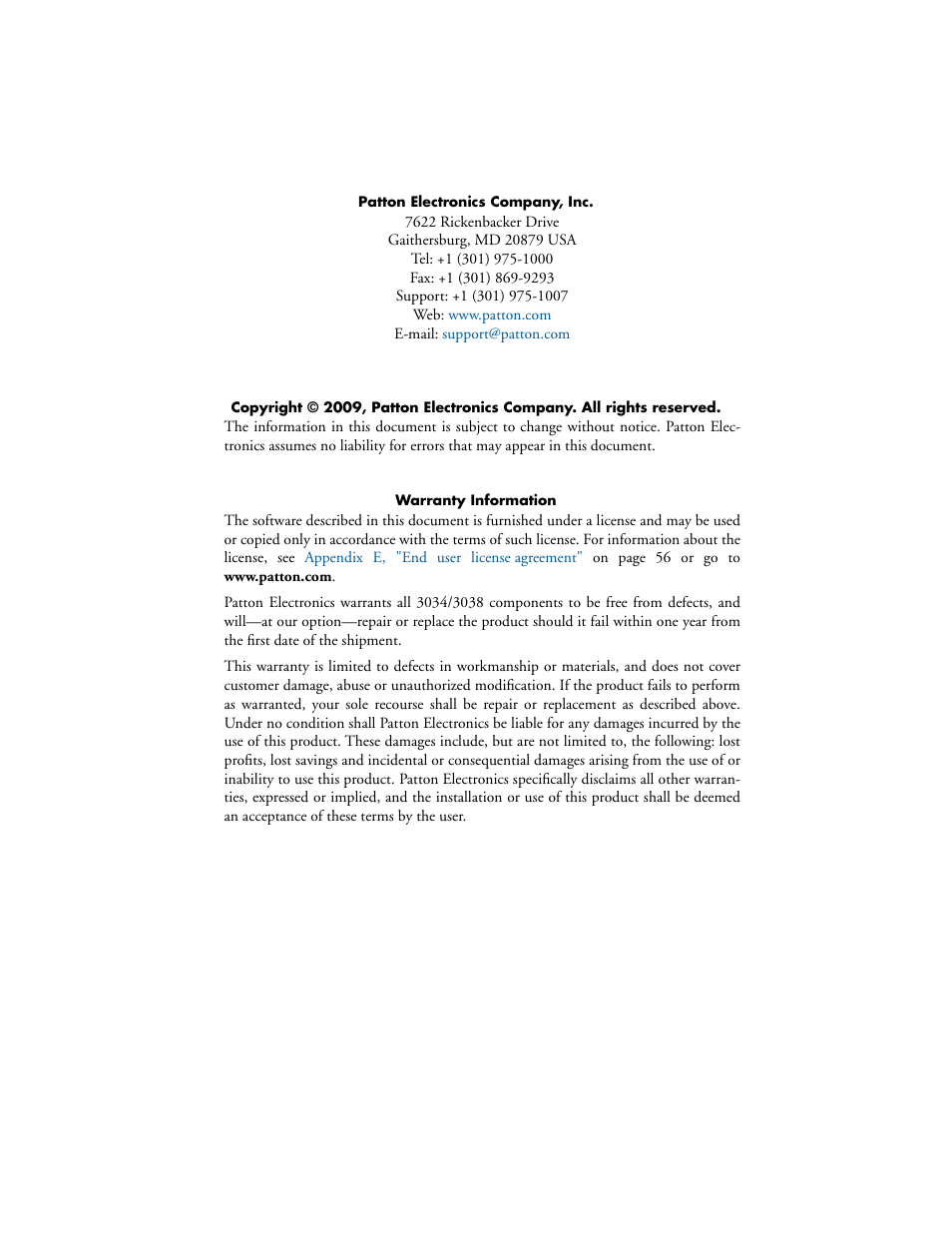 Patton electronic Multiport Asynchronous Statistical Multiplexer 3034/3038 User Manual | Page 2 / 58