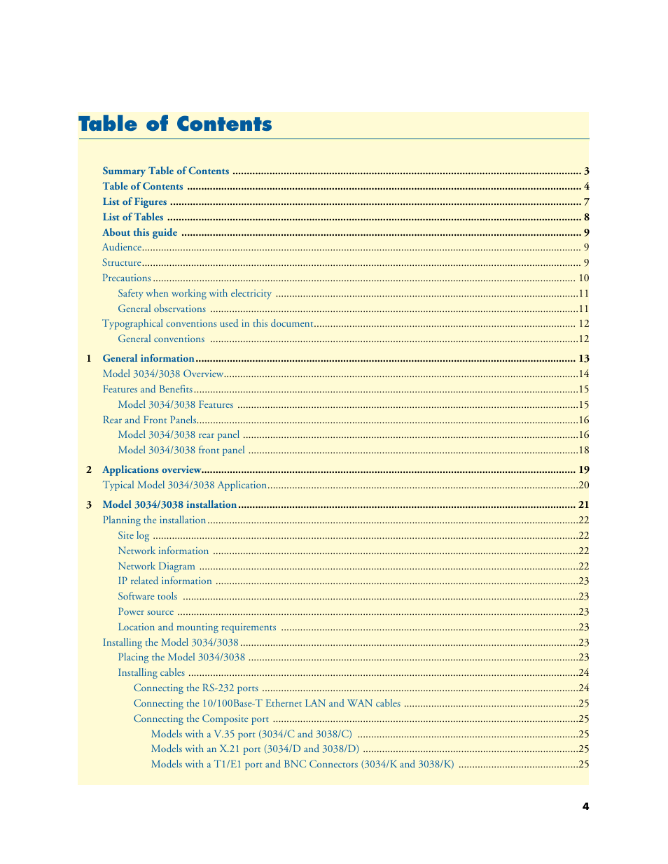 Patton electronic Multiport Asynchronous Statistical Multiplexer 3034/3038 User Manual | Page 4 / 58