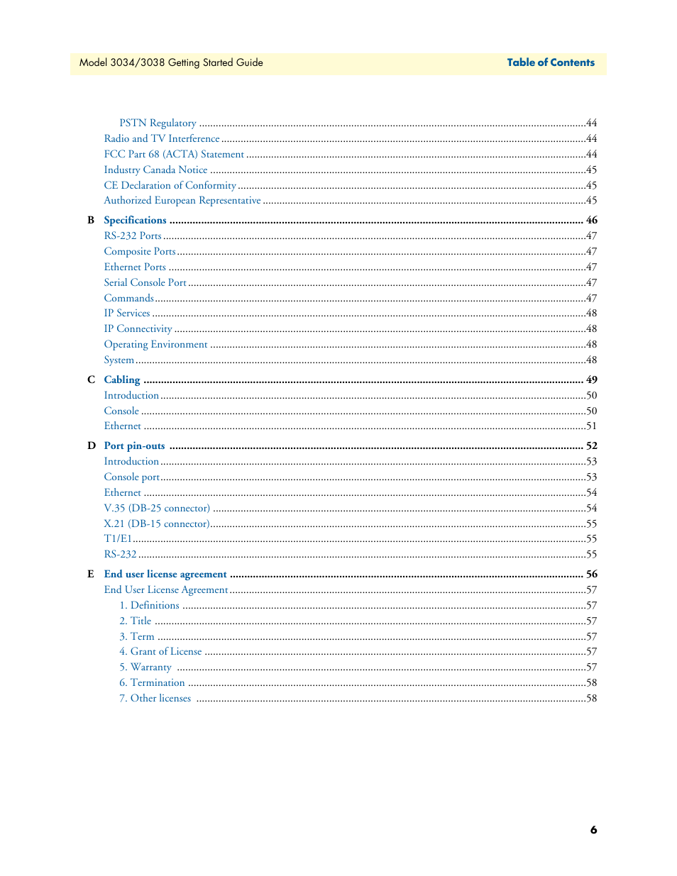 Patton electronic Multiport Asynchronous Statistical Multiplexer 3034/3038 User Manual | Page 6 / 58