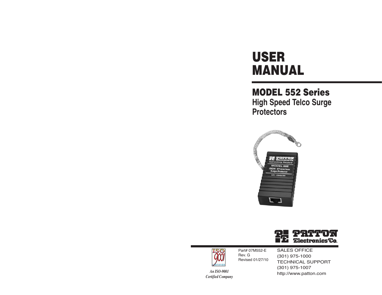 Patton electronic MODEL 552 User Manual | 12 pages