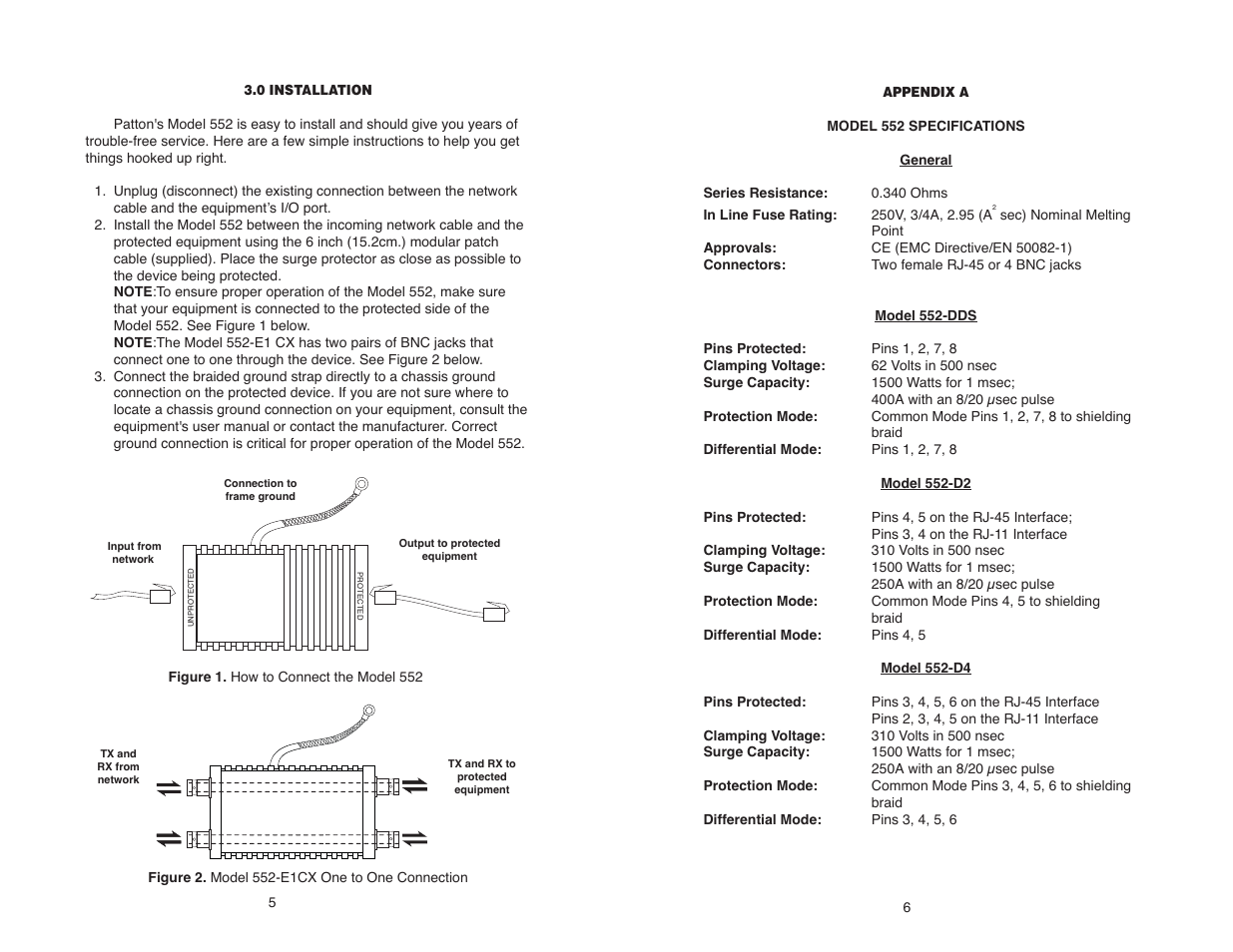 Patton electronic MODEL 552 User Manual | Page 6 / 12