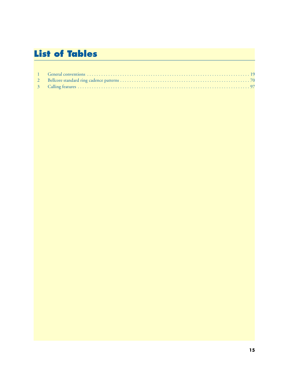 List of tables, Li st of tables | Patton electronic SL4020 User Manual | Page 15 / 97