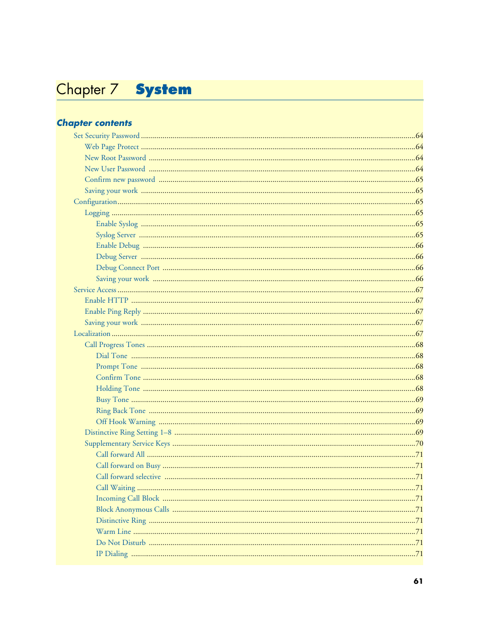 Chapter 7 system, System, Chapter 7 | Patton electronic SL4020 User Manual | Page 61 / 97