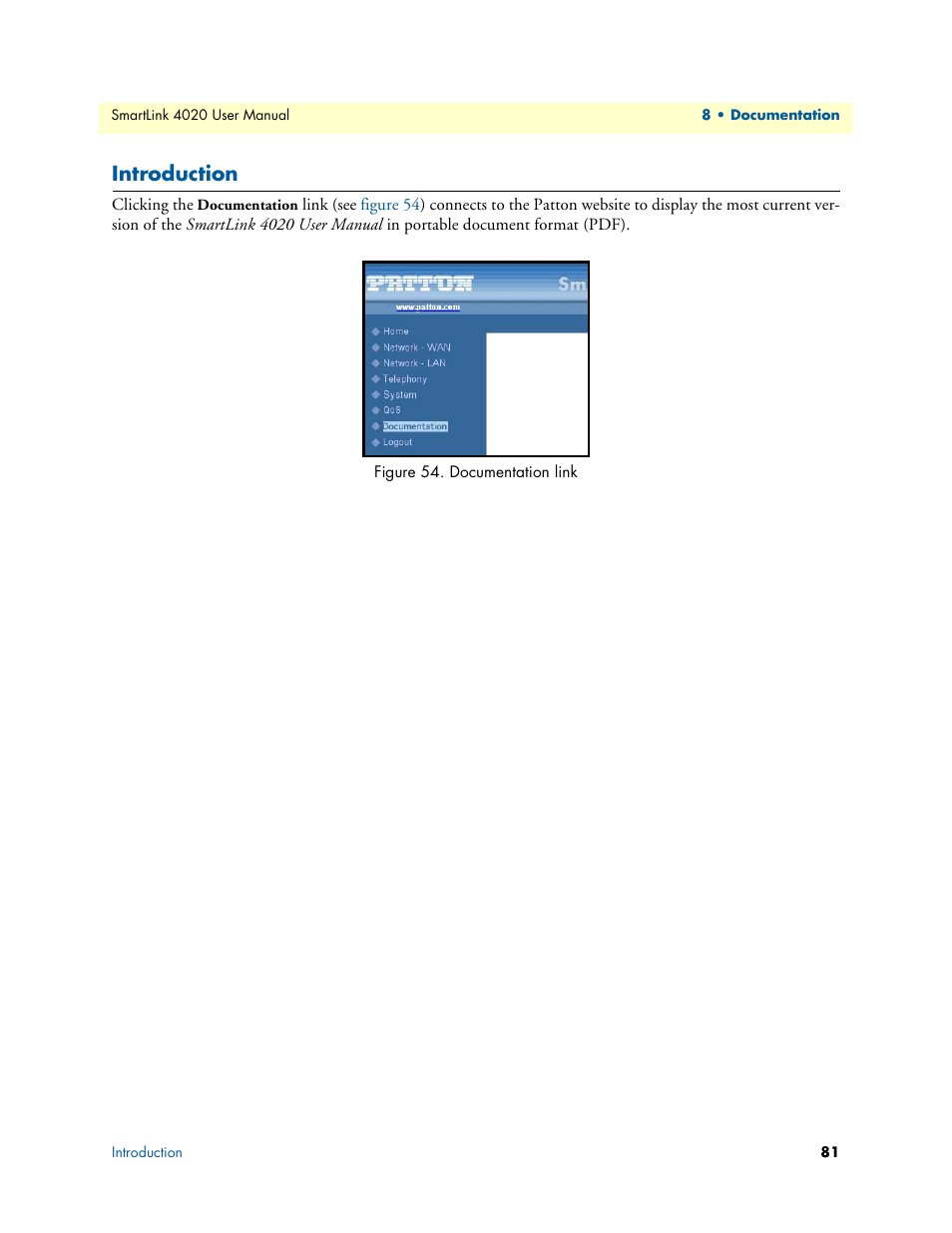 Introduction, Documentation link | Patton electronic SL4020 User Manual | Page 81 / 97