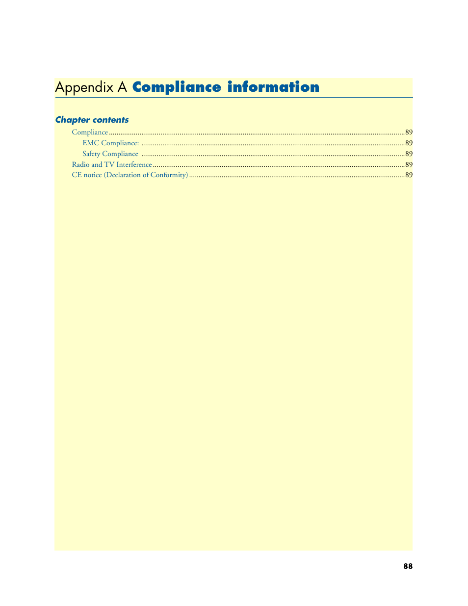 Appendix a compliance information, Compliance information, Appendix a | Patton electronic SL4020 User Manual | Page 88 / 97