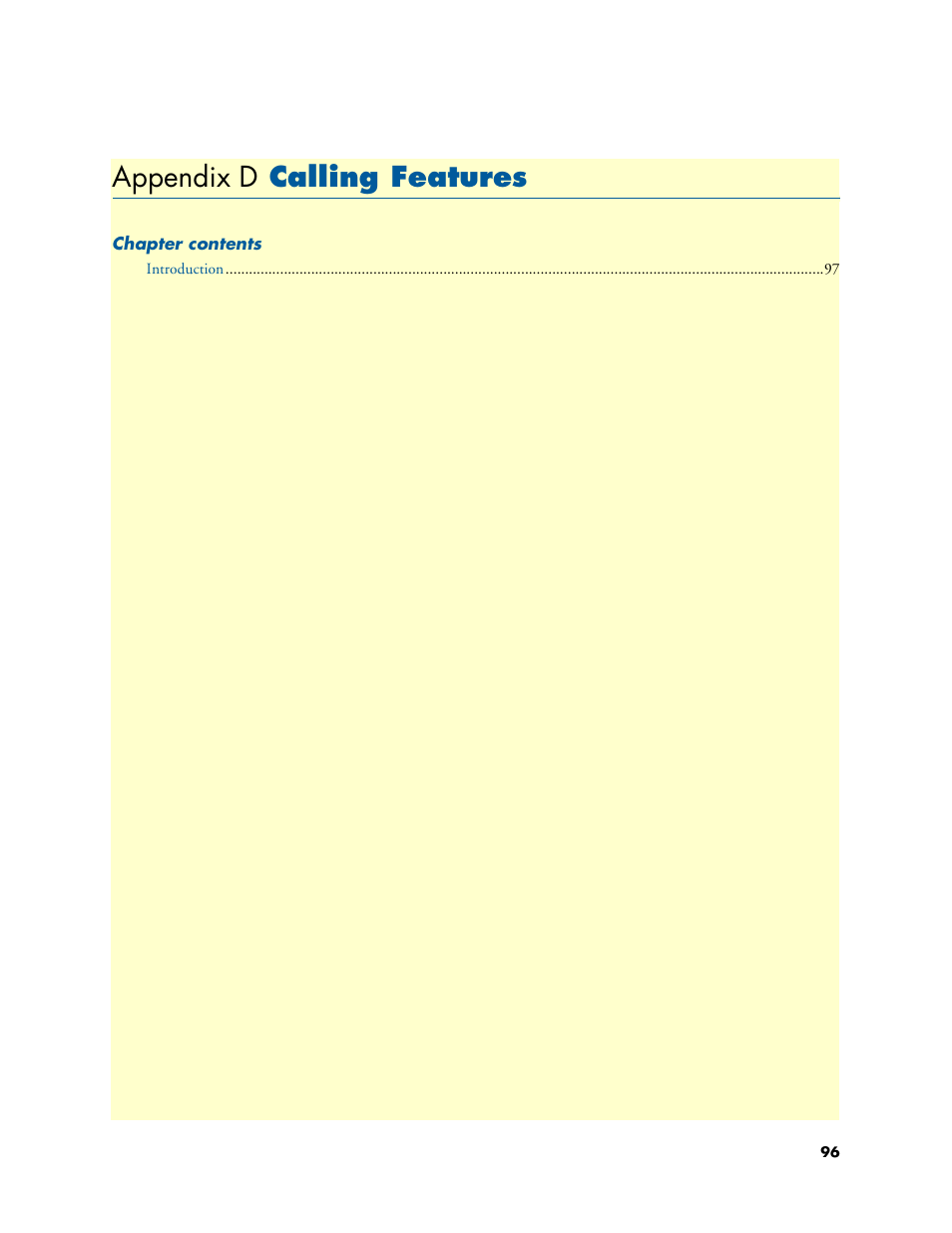 Appendix d calling features, Calling features, Appendix d | Patton electronic SL4020 User Manual | Page 96 / 97