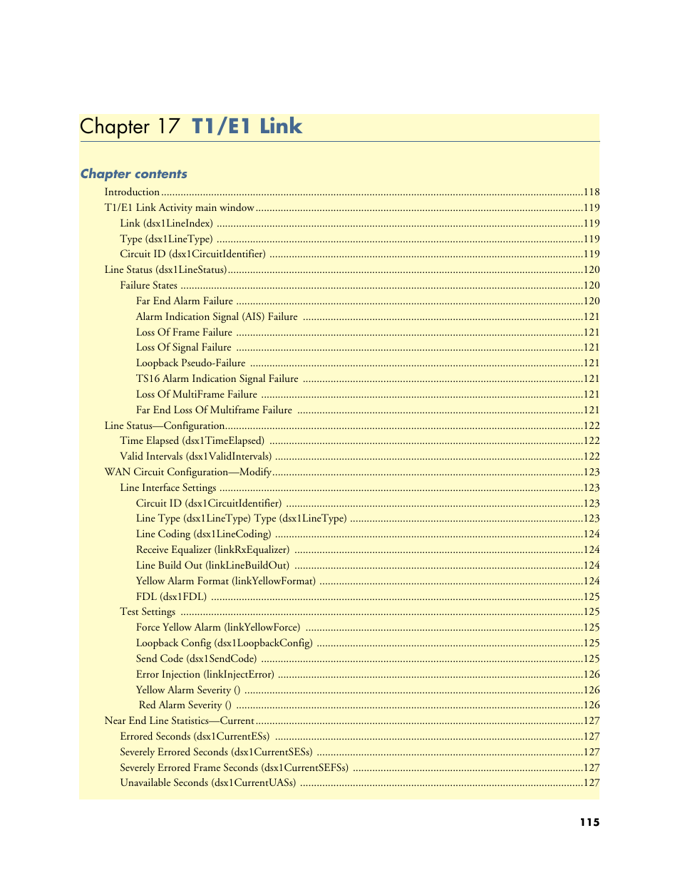 Chapter 17 t1/e1 link, 17 t1/e1 link, Chapter 17 describes configuring the | Patton electronic Model 2604 User Manual | Page 117 / 148