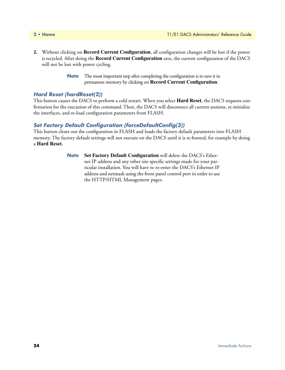 Hard reset (hardreset(2)) | Patton electronic Model 2604 User Manual | Page 26 / 148