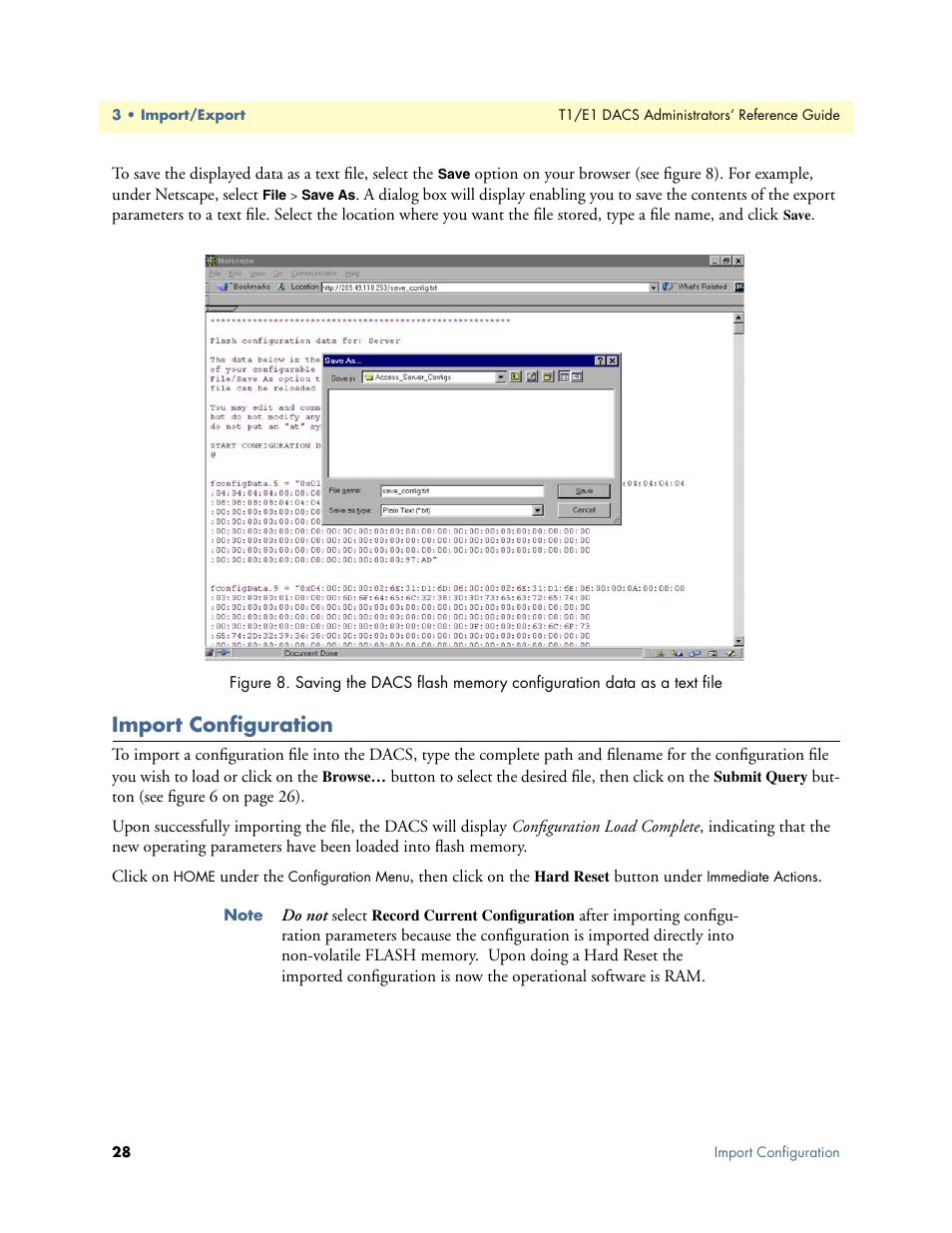 Import configuration | Patton electronic Model 2604 User Manual | Page 30 / 148