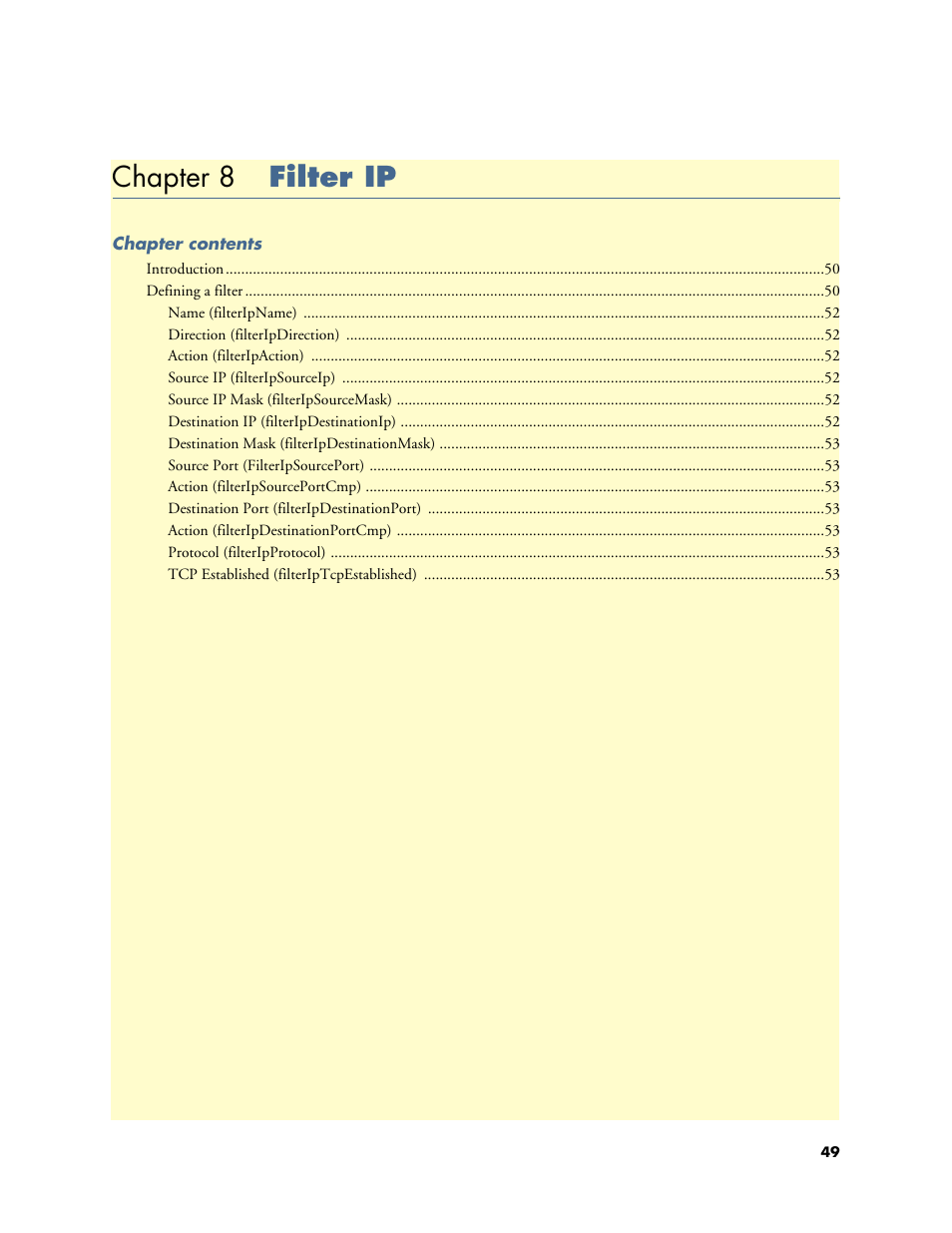 Chapter 8 filter ip, 8 filter ip, Chapter 8 describes configuring the f | Patton electronic Model 2604 User Manual | Page 51 / 148