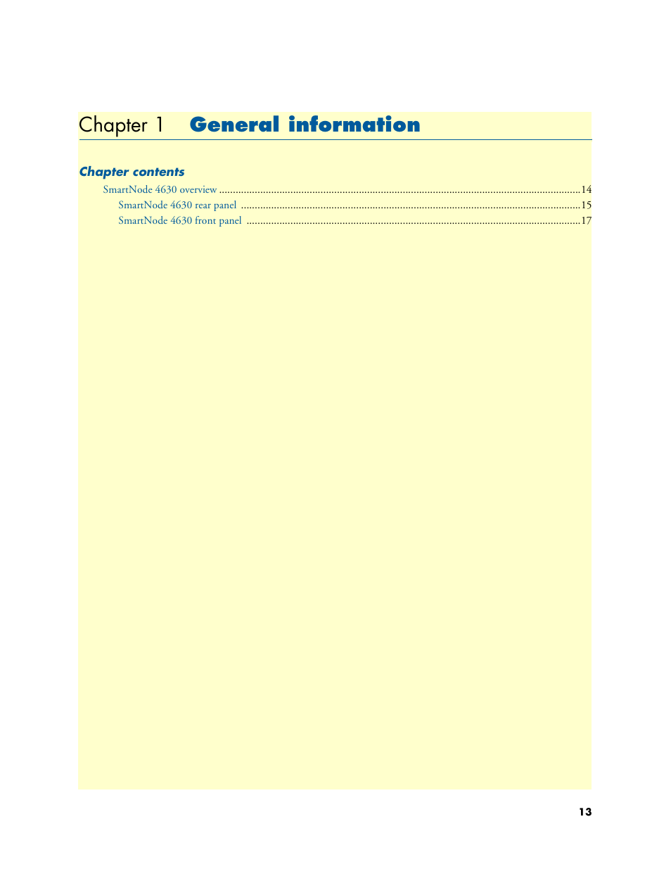 Chapter 1 general information, General information, Chapter 1 | Patton electronic SMARTNODE 4630 User Manual | Page 13 / 54