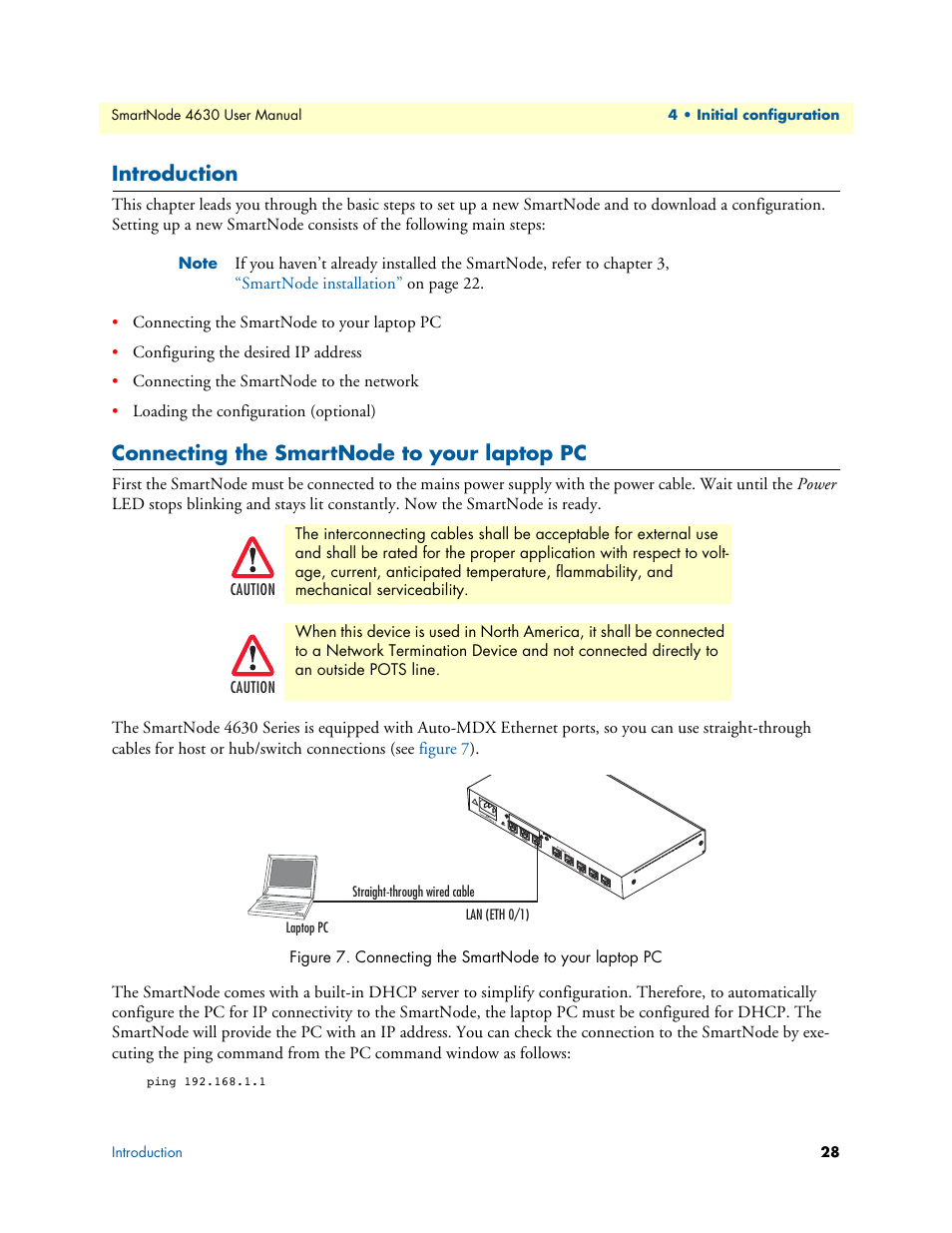 Introduction, Connecting the smartnode to your laptop pc | Patton electronic SMARTNODE 4630 User Manual | Page 28 / 54